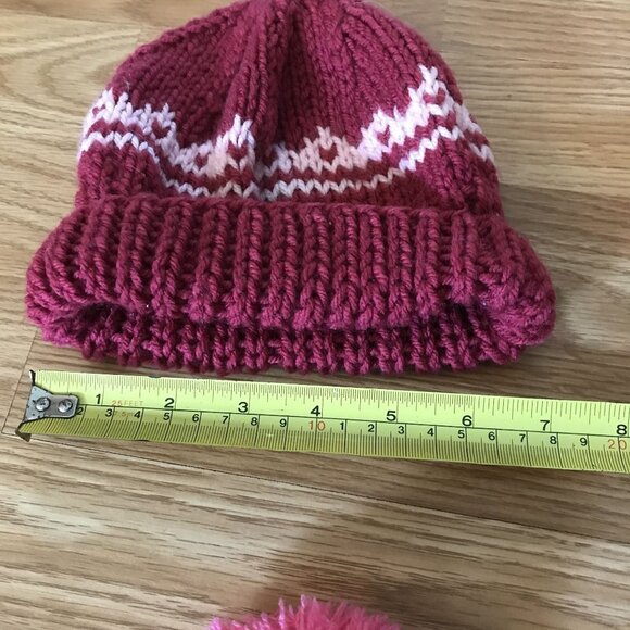 Set Of 3 Kids Winter Knit Beanie Hats With Pom-Pom - Picture 6 of 7